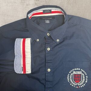 Tommy Hilfiger Yacht Club Button Down Shirt Men’s Large Blue New York Preppy Y2K